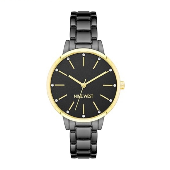 Jewelry - Women's Crystal Accented Bracelet Watch Gunmetal Gray /Gold